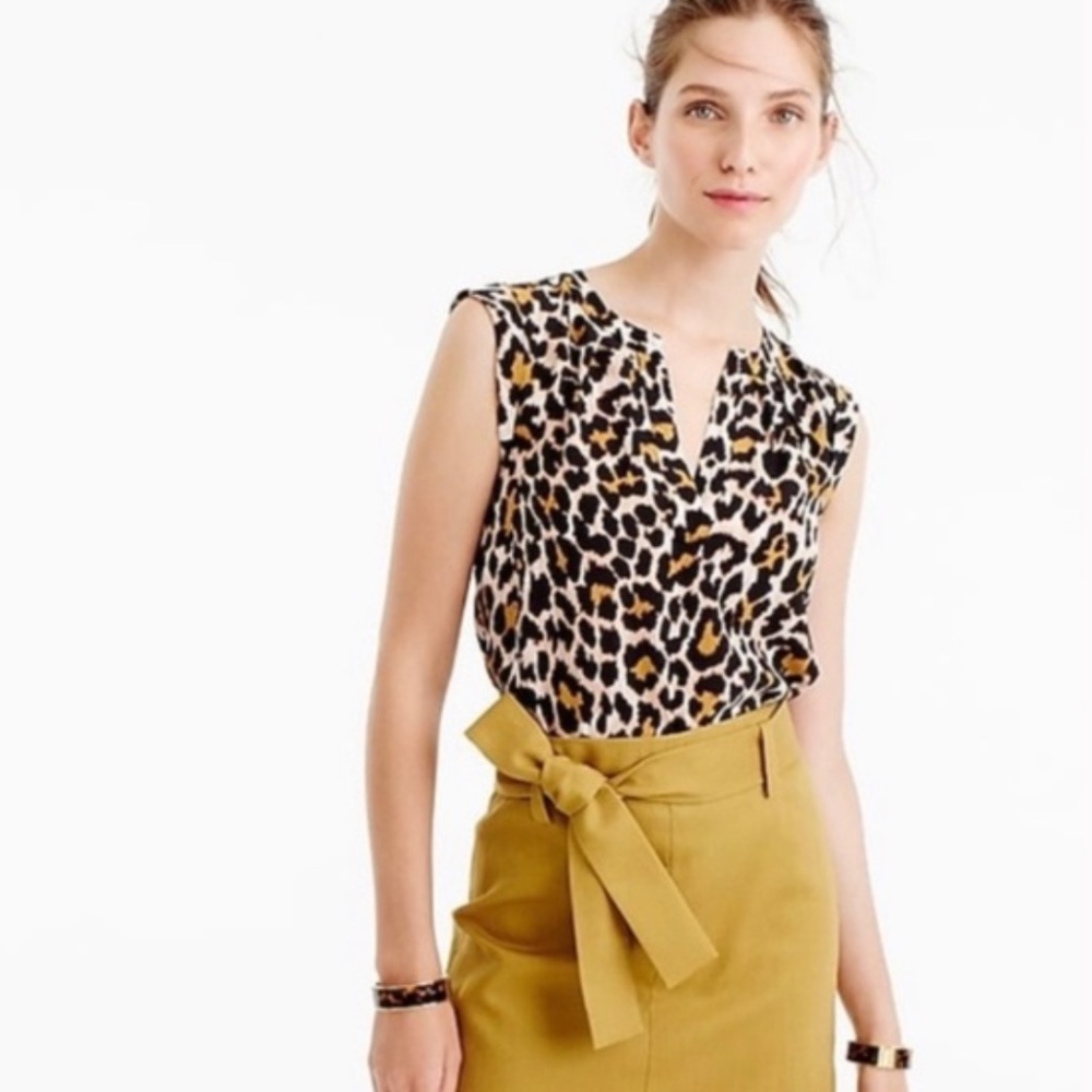 J. Crew Silk Leopard Sleeveless Blouse